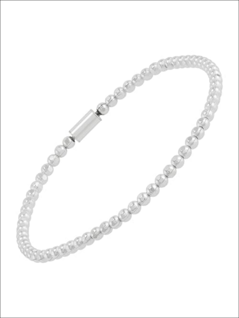 Sterling Silver Multi-Faceted Bead Stretch Bracelet 7.5 Inch